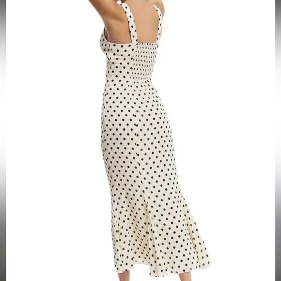 NWT- Reformation Laine Dress- White and Black Polka Dot Sleeveless Midi Dress - Picture 4 of 6